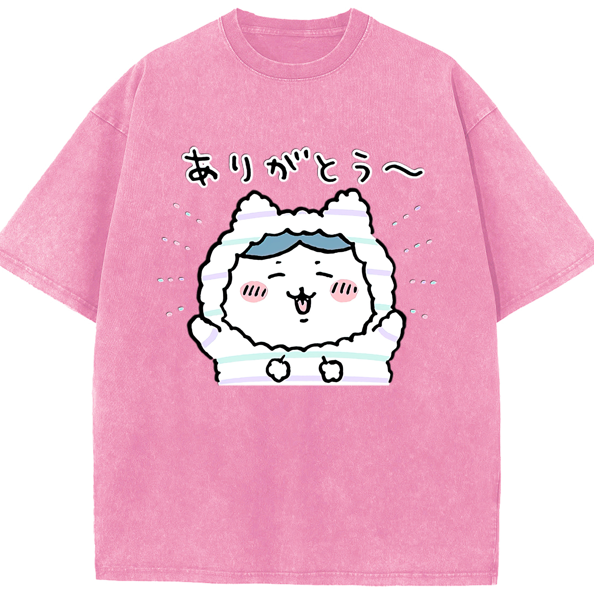 （画像用） ちいかわ ハチワレ Chii-kawa hachiware 綿100% ヴィンテージ風 半袖Tシャツ（フロントプリント）